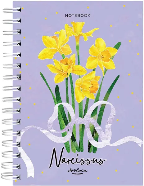 Caiet spiralat Drasca Spring Flowers - Нарцис, A5, 120 coli