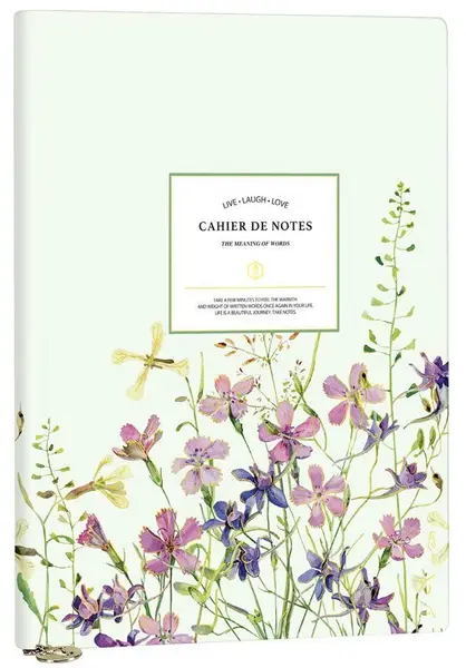 Caiet Victoria's Journals Florals - Verde deschis, copertă plastică, liniate, 96 de foi, format A5