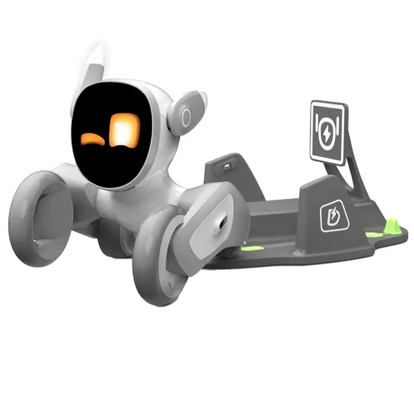 Caine robot inteligent, Loona EPP3.0, cu inteligenta artificiala GPT-4, camera RGB, comenzi vocale, recunoastere gesturi si divertisment interactiv, include statie de incarcare, alb