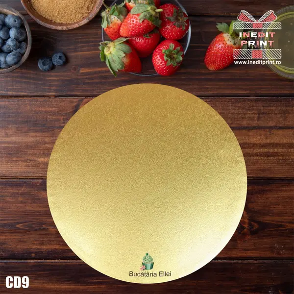 Cake Drum personalizat premium rotund Auriu Inedit Print CD9 30 cm