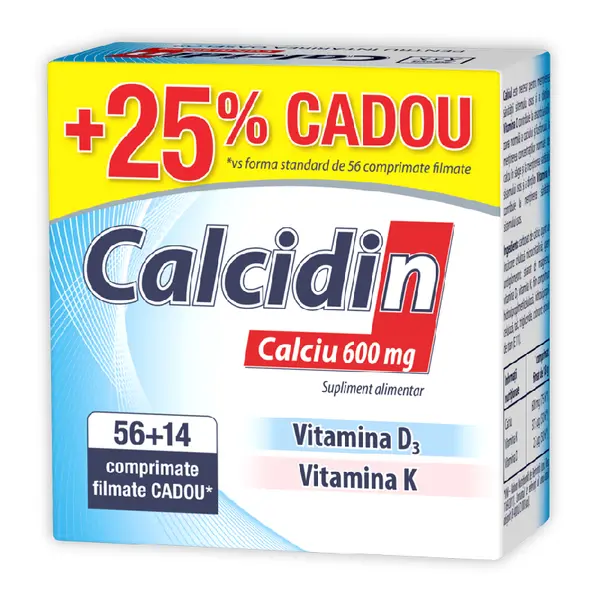 Calcidin 600mg, 56 + 14 comprimate, Zdrovit