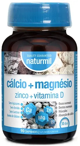 Calciu + Magneziu + Zinc + Vitamina D3, 90 tablete, Naturmil