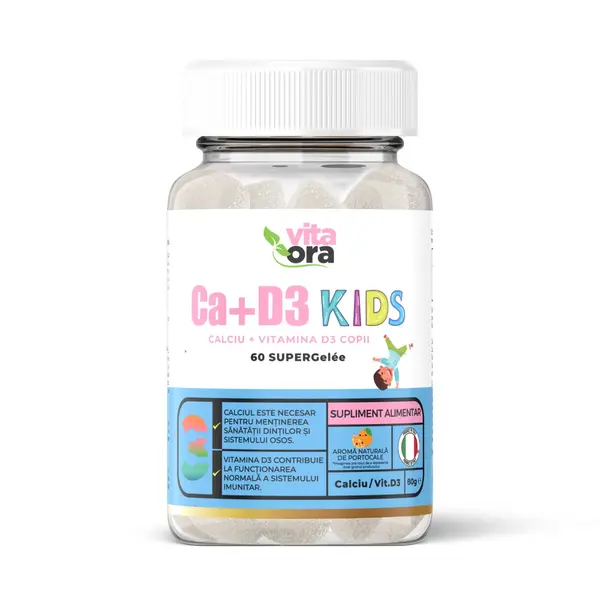 Calciu + Vitamina D3 pentru copii, 60 jeleuri, Vita Ora