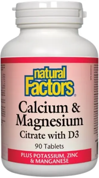 Calcium & Magnesium Citrate with D3, 90 tablete, Natural Factors