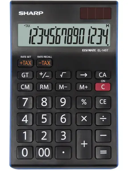 Calculator de birou SH-EL145TBL, 14 Cifre, Dual power, Calculator taxa (Negru)