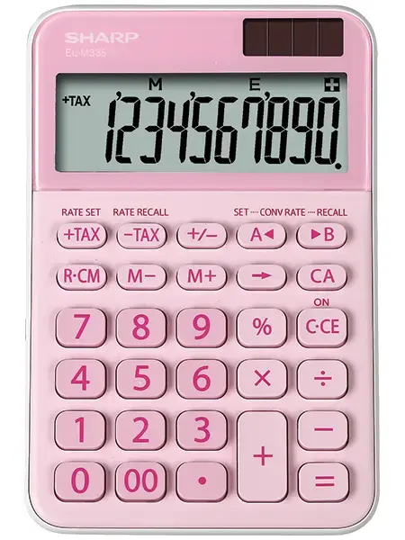 Calculator de birou Sharp SH-ELM335BPK, 10 cifre, Dual power (Roz)