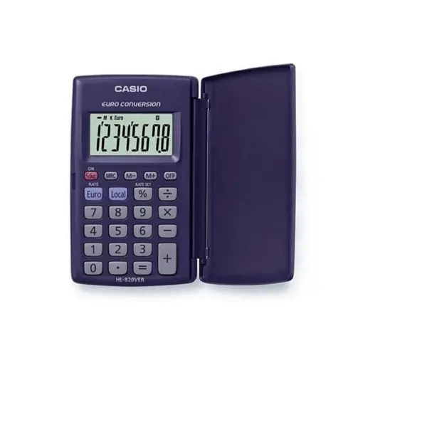 Calculator de buzunar 8 digits Casio HL-820VER cu etui albastru Calculator de buzunar 8 digits Casio HL-820VER cu etui albastru