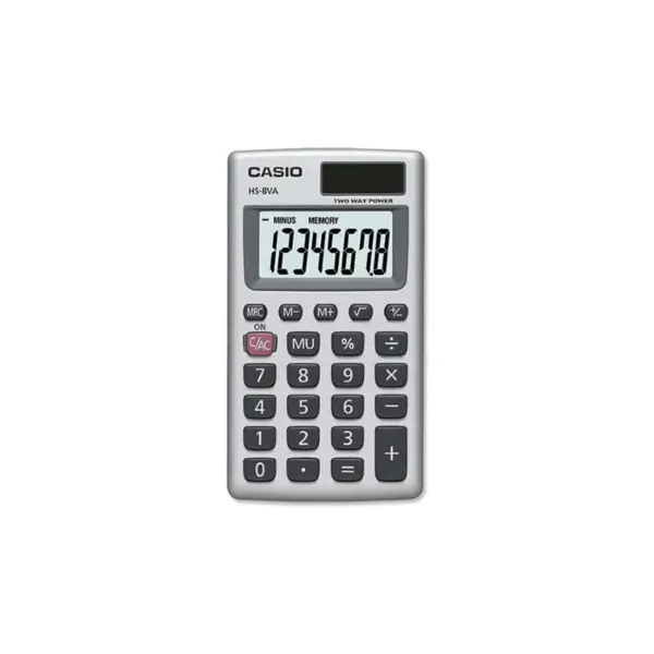 Calculator de buzunar Casio HS-8VA 8 digits argintiu Calculator de buzunar Casio HS-8VA 8 digits argintiu