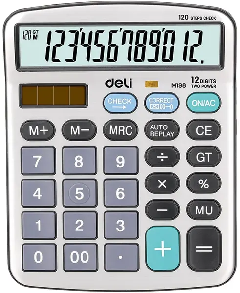 Calculator Deli Core - EM19810, 12 dgt, cu panou metalic