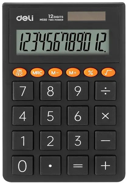 Calculator Deli - EM130, de buzunar, 12 dgt, gri închis