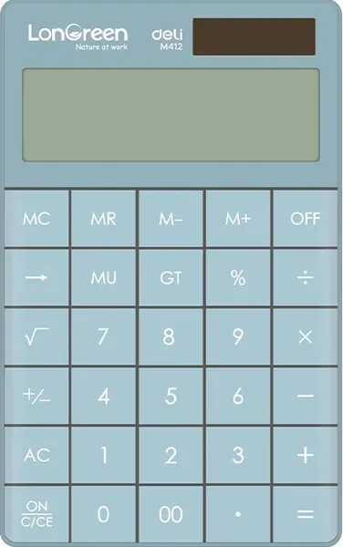 Calculator Deli LonGreen - EM412, 12 dgt, de birou, albastru