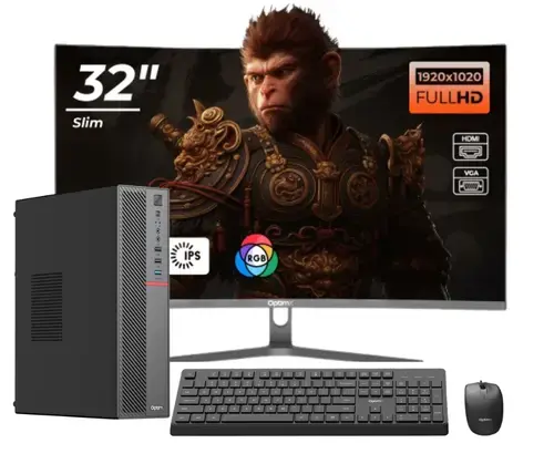 Calculator PC Office Premium OptimX T5 SFF cu procesor Intel Core i5-9400, 16GB DDR4, 1TB SSD, Win11 Pro si Monitor Curbat 32inch FHD, IPS, LED + kit tastatura si mouse Pro KM500 cu fir