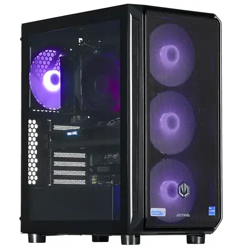 Calculator Sistem PC Gaming Actina KOMACNGIP0175 Midi Tower Powered by Endorfy, Procesor AMD Ryzen™ 5 8400F, 6 cores, 4.2GHz up to 4.7GHz, 16MB, 32GB DDR5, 1TB SSD, Intel Arc B580 12GB GDDR6, Wi-Fi, Bluetooth, No OS (Negru)