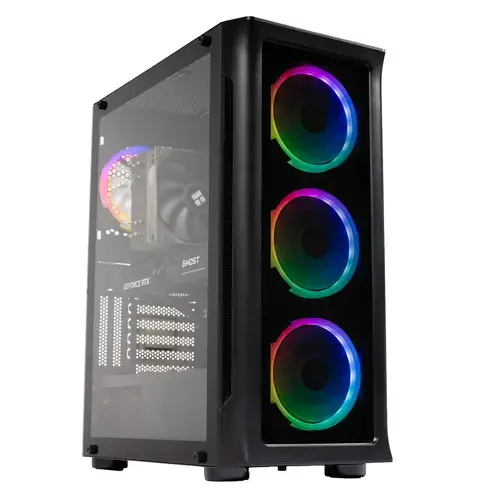 Calculator Sistem PC Gaming Spacer Warlord SPACER-Warlord-13VN, Procesor Intel Core i5-12400F, 2.5GHz - 4.4GHz, 18MB, 16GB RAM, 512GB SSD M.2, NVIDIA GeForce RTX 3060 Windforce 12GB, No OS (Negru)