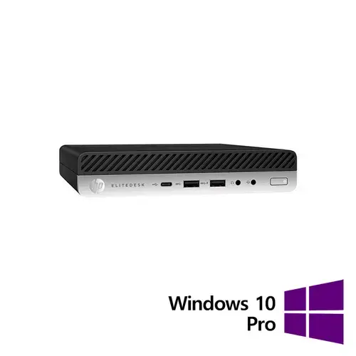 Calculator Sistem PC Refurbished HP EliteDesk 800 G3 Mini PC, Intel Core i5-7500T 2.70GHz, 8GB DDR4, 256GB SSD + Windows 10 Pro