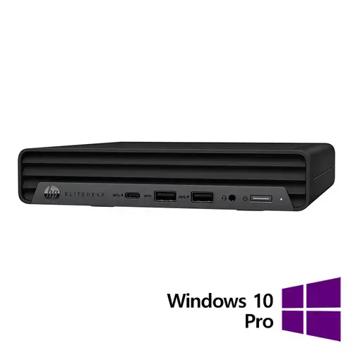 Calculator Sistem PC Refurbished HP EliteDesk 800 G6 Mini PC, Intel Core i5-10500T 2.30 - 3.80GHz, 8GB DDR4, 256GB SSD + Windows 10 Pro