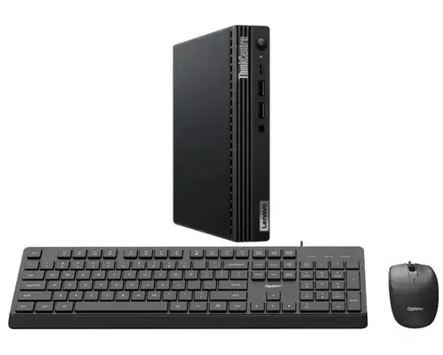 Calculator Sistem PC Refurbished Lenovo ThinkCentre M70q, Intel Pentium Gold G6400T 3.40GHz, 8GB DDR4, 256GB SSD NVMe + cadou tastatura si mouse OptimX Pro KM500 + Windows 11 Pro