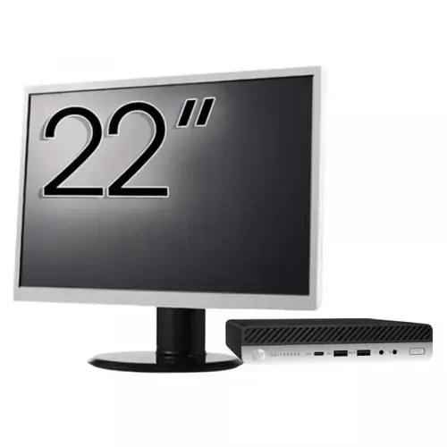 Calculator Sistem PC Refurbished Pachet Calculator refurbished HP EliteDesk 800 G3 Mini PC, Intel Core i5-6500T 2.50GHz, 8GB DDR4, 256GB SSD + Monitor 22"