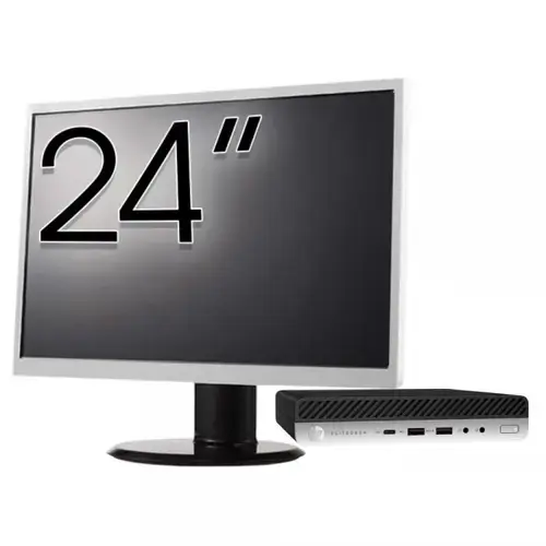 Calculator Sistem PC Refurbished Pachet Calculator refurbished HP EliteDesk 800 G3 Mini PC, Intel Core i5-6500T 2.50GHz, 16GB DDR4, 256GB SSD + Monitor 24"