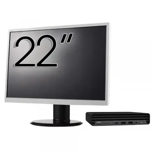 Calculator Sistem PC Refurbished Pachet Calculator refurbished HP ProDesk 400 G6 Mini, Intel Core i5-10500T 2.30 - 3.80GHz, 8GB DDR4, 256GB SSD + Monitor 22"