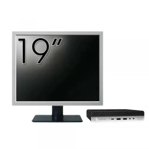 Calculator Sistem PC Refurbished Pachet Calculator refurbished HP ProDesk 400 G4 Mini PC, Intel Core i5-8500T 2.10 - 3.50GHz, 8GB DDR4, 256GB SSD + Monitor 19"