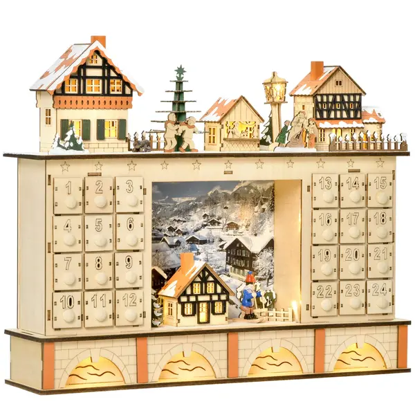 Calendar de Advent, calendar de Craciun, decoratiunde de Craciun HOMCOM | Aosom Romania