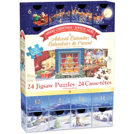 Calendar de Advent Craciun Fericit, 24 puzzle-uri, 50 piese