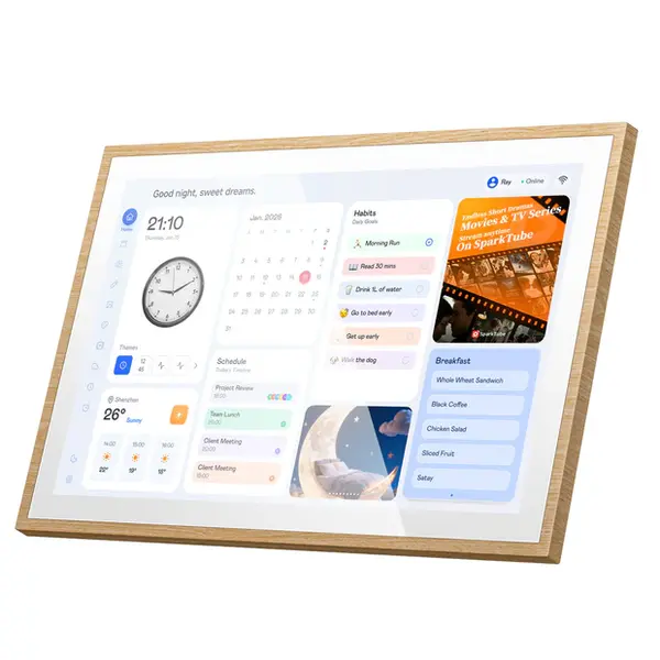 Calendar Digital Inteligent Blackview NEST 10, Lemn Natural, Ecran 10.1 HD+ Touch, WiFi 6, Sincronizare Google iCloud Calendar, Rama Foto Digitala