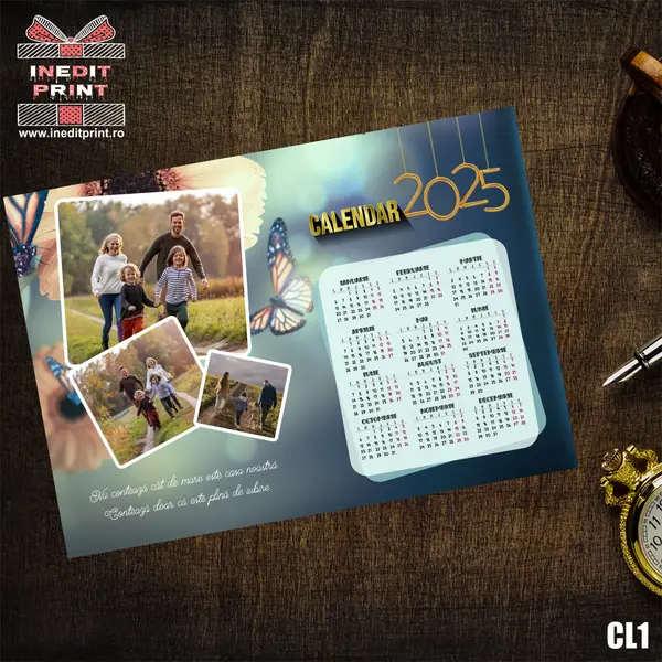Calendar magnetic personalizat cu 3 poze si text CL1 A5 - 210x148mm