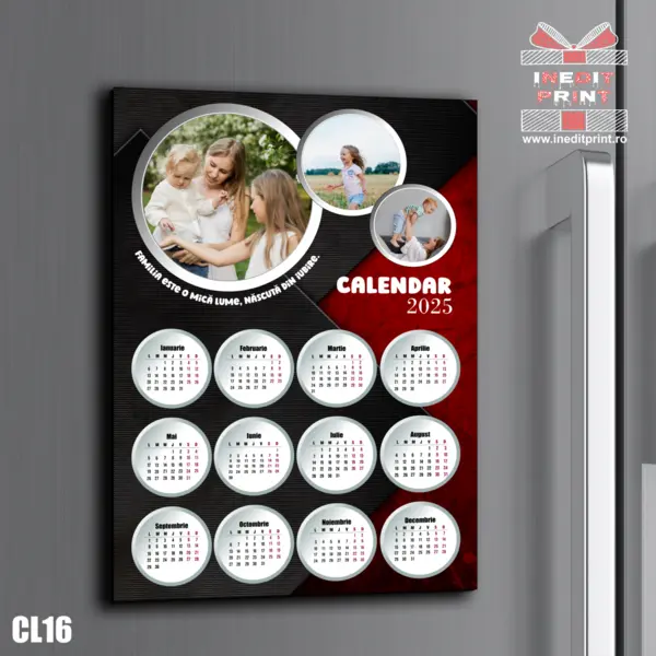 Calendar magnetic personalizat cu 3 poze si text - CL16 A5 - 210x148mm