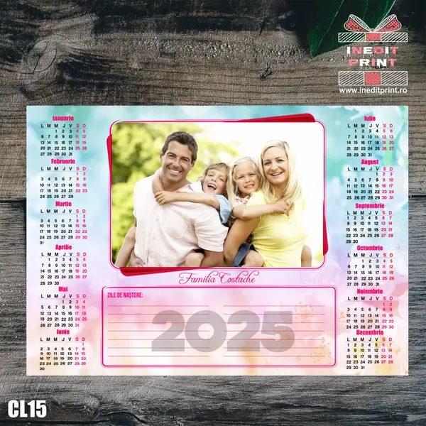 Calendar magnetic personalizat cu poza si text CL15 A5 - 210x148mm