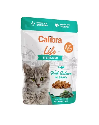 CALIBRA Cat Life Pouch Sterilised Salmon in gravy 85 g plic cu somon pentru pisici castrate/sterilizate