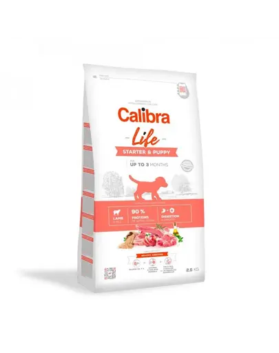 CALIBRA Dog Life Starter Puppy Lamb 2,5 kg hrană cu miel pentru pui și femele gestante sau lactante