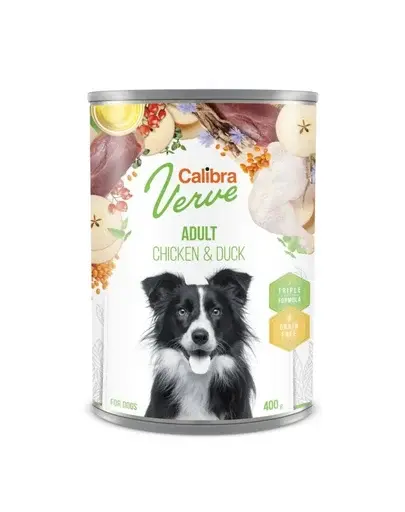 Calibra Dog Verve GF Adult Chicken & Duck hrană umedă fără cereale cu pui și rață pentru câini adulți 400 g