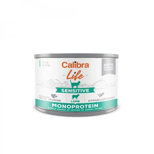 CALIBRA Life Sensitive, Miel, conservă hrană umedă monoproteică fără cereale pisici, (pate), 200g