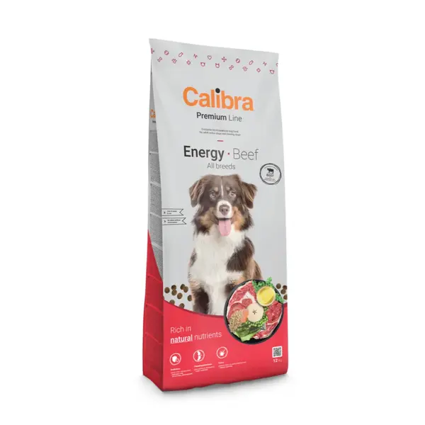 CALIBRA Premium Line Energy, XS-XL, Vită, hrană uscată câini, activitate intensă, 3kg