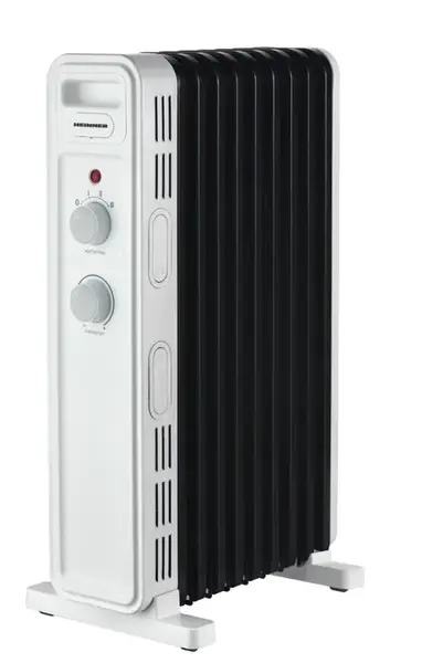 Calorifer cu ulei HEINNER HOH-M09WH-BK, 3 setari temperatura 800W/1200W/2000W, 9 elementi, Protectie supraincalzire, Protectie in caz de rasturnare (Alb/Negru)