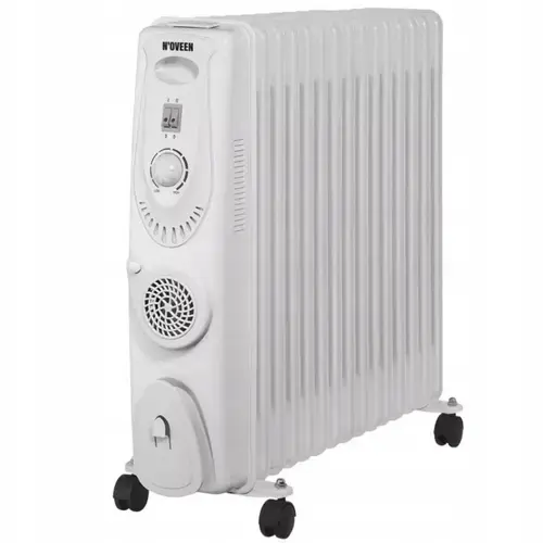 Calorifer electric cu ulei Noveen OH1501, 3400 W, 15 elementi, 3 trepte de putere, ventilator turbo (Alb)