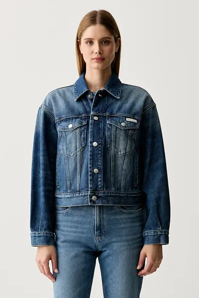 Calvin Klein Jeans geacă de blugi pentru femei, din bumbac