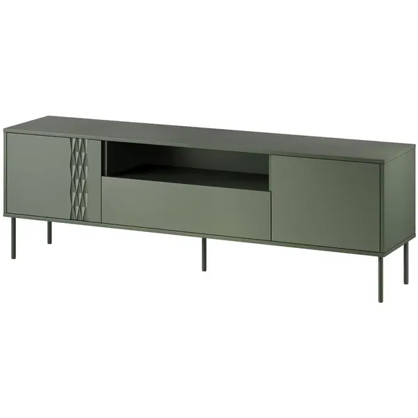 Cama MEBLE Comoda Cama Meble RTV Tresse, 3 usi, 1 raft, 180x40x54,5 cm, Verde