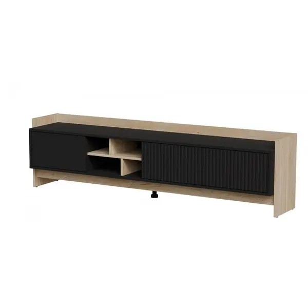 Cama MEBLE Comoda RTV Cama Meble Porto, 3 usi, 1 raft, 190x38x50cm, Bej-Negru