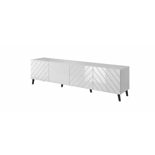 Cama MEBLE Comoda TV Cama Meble Abeto, 200x42x52, PAL-MDF, Alb lucios