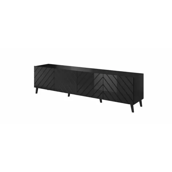 Cama MEBLE Comoda TV Cama Meble Abeto, 200x42x52, PAL-MDF, Negru lucios