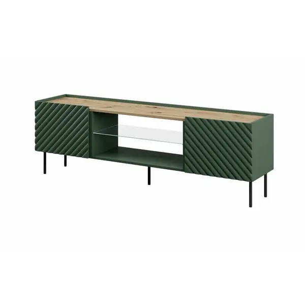 Cama MEBLE Comoda TV Cama Meble EF Onda 180,5x40xH58,39 , Verde, Montat pe picioare sau pe perete
