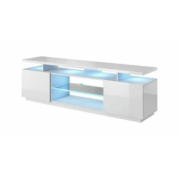 Cama MEBLE Comoda TV Cama Meble Eva, 180x40x56, MDF-PAL, Alb lucios