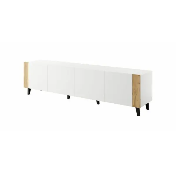 Cama MEBLE Comoda TV Cama Meble Faro, 200x42x52 Alb-Stejar