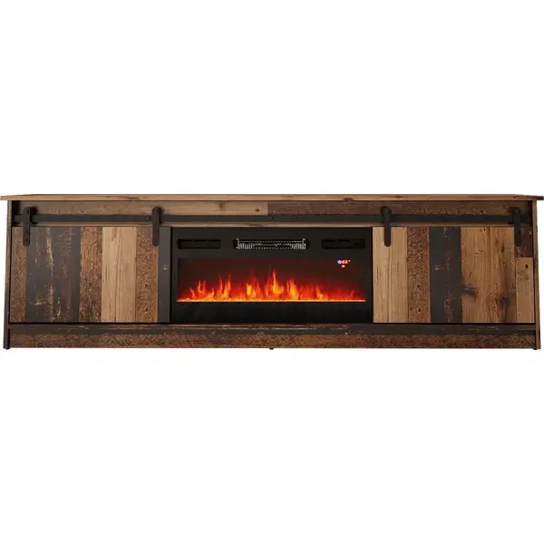 Cama MEBLE Comoda TV, Cama Meble Granero, PAL-MDF, 35x56.7x200cm, Semineu electric inclus, Maro