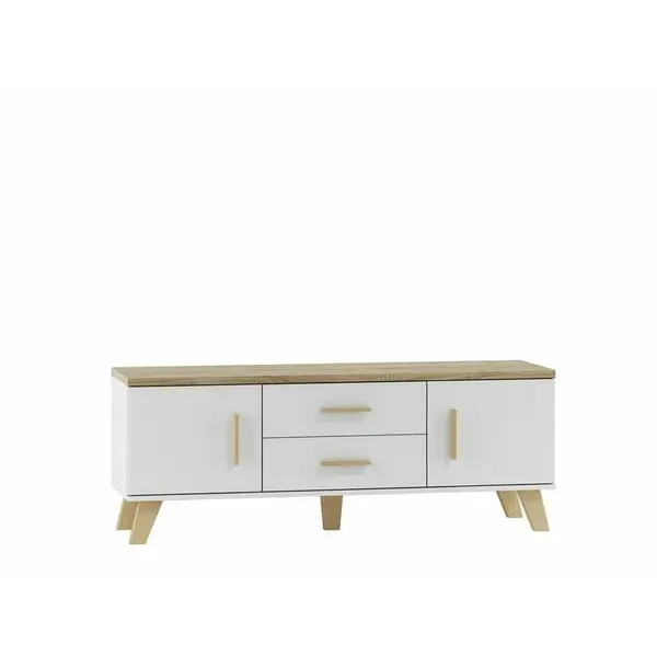 Cama MEBLE Comoda TV Cama Meble Lotta,140 cm , Alb-Bej