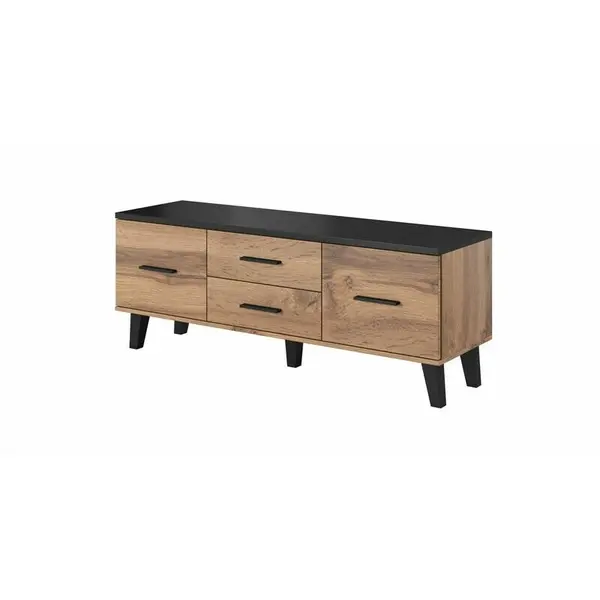 Cama MEBLE Comoda TV, Cama Meble Lotta, PAL, 40x53x140cm, Maro-Negru