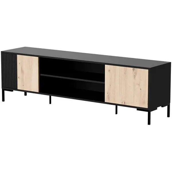 Cama MEBLE Comoda TV Cama Meble MERCI 400011, 3 usi, 180x40x53,5cm, Negru-Stejar